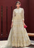 Beige White Golden Designer Anarkali Gown