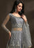 Grey Golden Embroidered Anarkali Lehenga Suit,Salwar Kameez