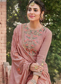 Indian Clothes - Light Pink Embroidered Palazzo Suit 