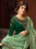 Green Dual Tone Shaded Multi Embroidered Pakistani Pant Suit