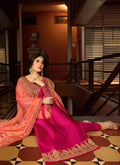 Pink And Orange Multi Embroidered Pakistani Pant Suit