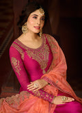 Pink And Orange Multi Embroidered Pakistani Pant Suit