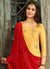 Yellow And Red Crystal Embroidered Churidar Suit