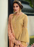 Indian Clothes - Golden Yellow Embroidered Palazzo Suit