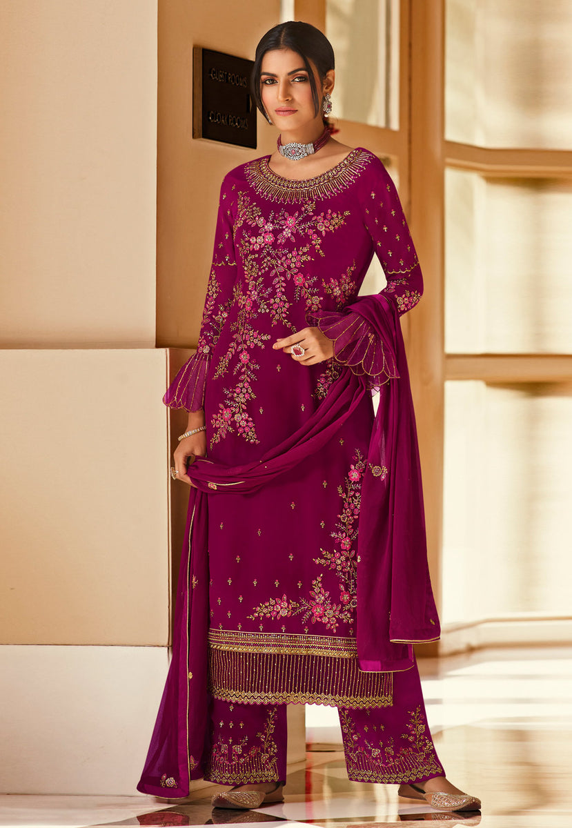 Buy Pink Embroidered Wedding Pant Suit In USA, UK, Canada, Australia ...