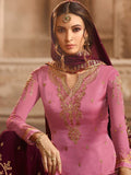 Light Pink And Maroon Pakistani Gharara Suit