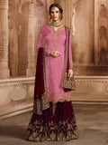 Light Pink And Maroon Pakistani Gharara Suit