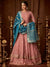 Peach And BlueWedding Anarkali Lehenga Online 