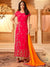 Pink Orange In Combination Embroidered Palazzo Suit