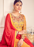 Indian Clothes - Yellow and Red Pakistani Palazzo Suit