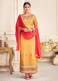 Yellow and Red Pakistani Palazzo Suit