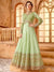 Light Green And Gold Flared Anarkali Suit