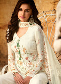 Off White Multi Embroidered Designer Palazzo Suit