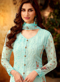 Light Blue Multi Embroidered Designer Palazzo Suit