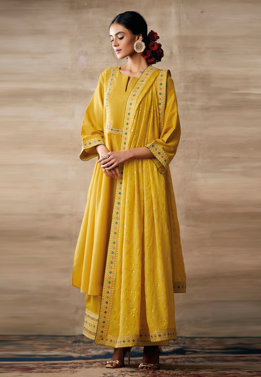 Buy Yellow Embroidered Designer Palazzo Suit In Usa Uk Canada