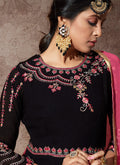 Indian Clothes - Black Embroidered Anarkali Suit