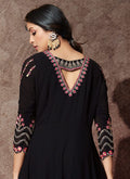 Indian Suits - Black Embroidered Anarkali Suit In usa uk canada