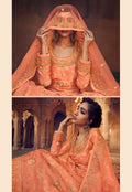 Pastel Orange Lehenga style suit In usa