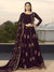 Wine Purple Golden Anarkali Pant Suit Online