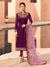 Purple In Combination Embroidered Churidar Suit