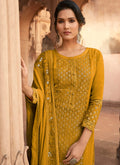 Yellow Embroidered Palazzo Suit In usa