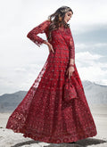 Red Designer Anarkali Pant Suit