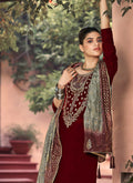 Indian Clothes - Maroon Pakistani Palazzo Suit