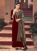 Maroon Pakistani Palazzo Suit