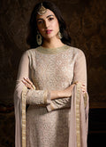 Blush Pink Embroidered Indo Western Style Sharara Suit, Salwar kameez