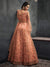 Peach Party Wear Net Anarkali Suit