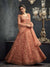 Peach Party Wear Net Anarkali Suit