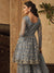 Teal Blue Golden Designer Anarkali Gharara Suit