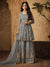 Teal Blue Golden Designer Anarkali Gharara Suit