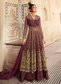 Rich Plum Anarkali Lehenga/Pant Suit In usa