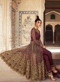 Rich Plum Anarkali Lehenga/Pant Suit In usa uk canada