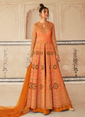 Orange Embroidered Anarkali Lehenga/Pant Suit