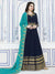 Blue And Turquoise Golden Embroidered Flared Anarkali Suit