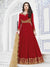 Red And Golden Embroidered Flared Anarkali Suit