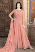 Peach Designer Embroidered Anarkali Suit