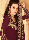 Maroon Golden Anarkali Palazzo Suit In usa 