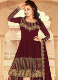 Maroon Golden Anarkali Palazzo Suit In usa  uk canada