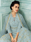 Light Blue Lucknowi Kalidar Anarkali Suit