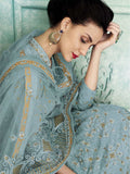 Light Blue Lucknowi Kalidar Anarkali Suit