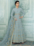 Light Blue Lucknowi Kalidar Anarkali Suit