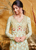 Light Green Multi Embroidered Anarkali Suit