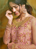 Light Pink Embroidered Layered Anarkali Suit