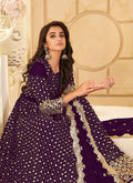 Purple Foil Mirror Anarkali In canada