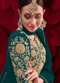 Turquoise Golden Anarkali Pant Suit In usa uk canada