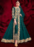 Turquoise Golden Embroidered Slit Style Anarkali Pant Suit