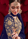 Blue Golden Anarkali Pant Suit In usa uk canada